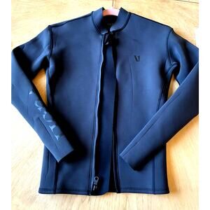 Vuori Men's L Yulex Wetsuit Front Zip Top Black Surf Swim Long Sleeve LOGO 2MM